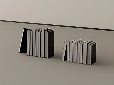 Neatly Stacked Monochrome Books And Magazines On Modern Shelf With Light Background 3d model
