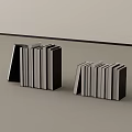 Neatly Stacked Monochrome Books And Magazines On Modern Shelf With Light Background