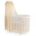 White Wooden Baby Crib With Canopy And Simple Design For Nursery Room