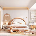 Cozy Kids Room Interior With Curved Bed Star Decor And Plush Toys