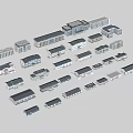 Diverse Office Building Models Showcasing Various Architectural Designs And Structures