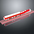 Red and White Model Train on Tracks with Detailed Carriages and Classic Design