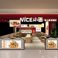 NICE Noodle Restaurant Interior With Red Signage Noodle Display And Wooden Tables