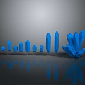 Blue Crystals In Various Sizes Columnar And Cluster Shapes With Dark Background Reflection 3d model
