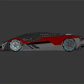 Red and Gray Sleek Futuristic Supercar With Transparent Roof And Blue Wheels