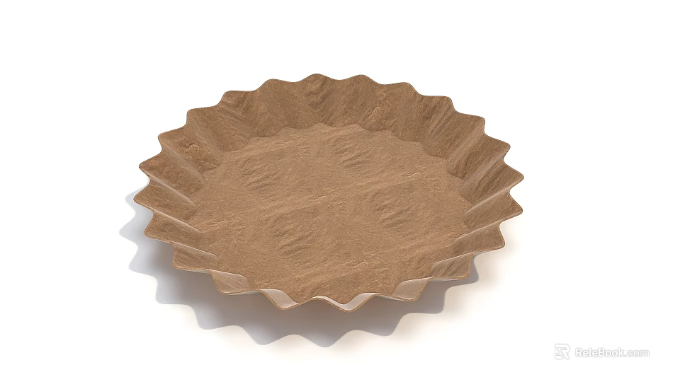 Brown Scalloped Edge Paper Plate Disposable Kitchenware For Daily Dining Use 3d model