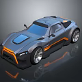 Sleek Gray Sports Car With Orange Accents Silver Wheels And Futuristic Design