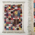 Vibrant Patchwork Square Rug Featuring Animal Geometric Patterns And Fringed Edges