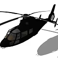 Black Helicopter 3D Rendering With Rotors Fuselage Side View And Shadow 3d model