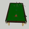 Professional Billiard Table With Green Felt Surface Balls Wooden Frame Brass Legs And Cues