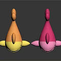 Yellow And Pink Cartoon Shark Dolls With Big Mouths Sharp Teeth Orange Fins White Bellies