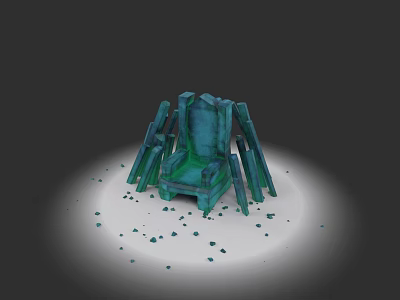 Artistic Green Abstract Chair Sculpture With Fragmented Structure And Illuminated Base 3d model
