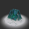 Artistic Green Abstract Chair Sculpture With Fragmented Structure And Illuminated Base