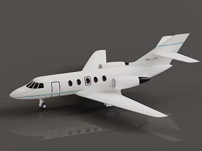 White Passenger Jet Model With Blue Stripes On Sleek Display Surface 3d model