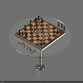 Glass Round Table With Wooden Chessboard And Scattered Black White Chess Pieces For Home Living