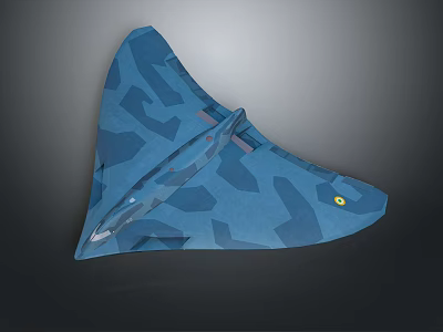Advanced Stealth Fighter Jet With Blue Camouflage And Aerodynamic Military Design 3d model
