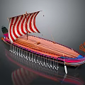 Traditional Sailboat With Red And White Striped Sail Wooden Deck And Colorful Hull