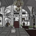 Classical European Architecture Featuring Grand Columns Symmetrical Pediment and Landscaped Steps