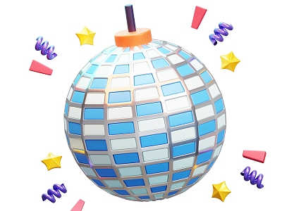 Disco Colored Ballroom Colored Ball 3d model