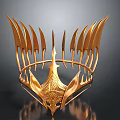 Ornate Gold Crown With Intricate Spiked Design And Detailed Carvings