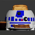 Star Wars R2-D2 Themed Toaster Toasting Bread With Coffee Cup And Toast Slices