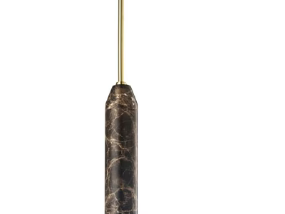 Elegant Modern Pendant Light With Dark Marble Texture And Brass Metal Rod Design 3d model