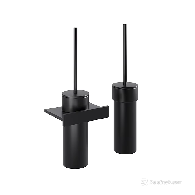 Modern Black Toilet Brush Holder With Minimalist Design For Bathroom Toilet Accessory 3d model 
