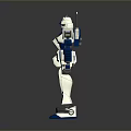 Blue And White Mecha Style Mechanical Robot Character In Standing Pose With Armor Details