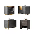 Modern Nightstands Featuring Wooden Design Gold Accents Storage Drawers And Open Shelves