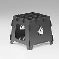 Portable Black Metal Fire Pit With Foldable Legs And Flame Cutout Design For Outdoor Use