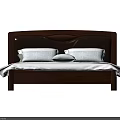 Modern Double Bed With Wooden Headboard White Bed Sheets And Pillows 3d model