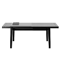 Modern Wooden Desk With Dark Surface Drawer Storage And Minimalist Design