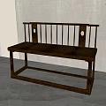 Modern Wooden Bench With Simple Structure Against Gray Wall And Green Plant