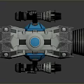 Blue Mechanical Weapon With Barrel Support Structure And Metal Components Design