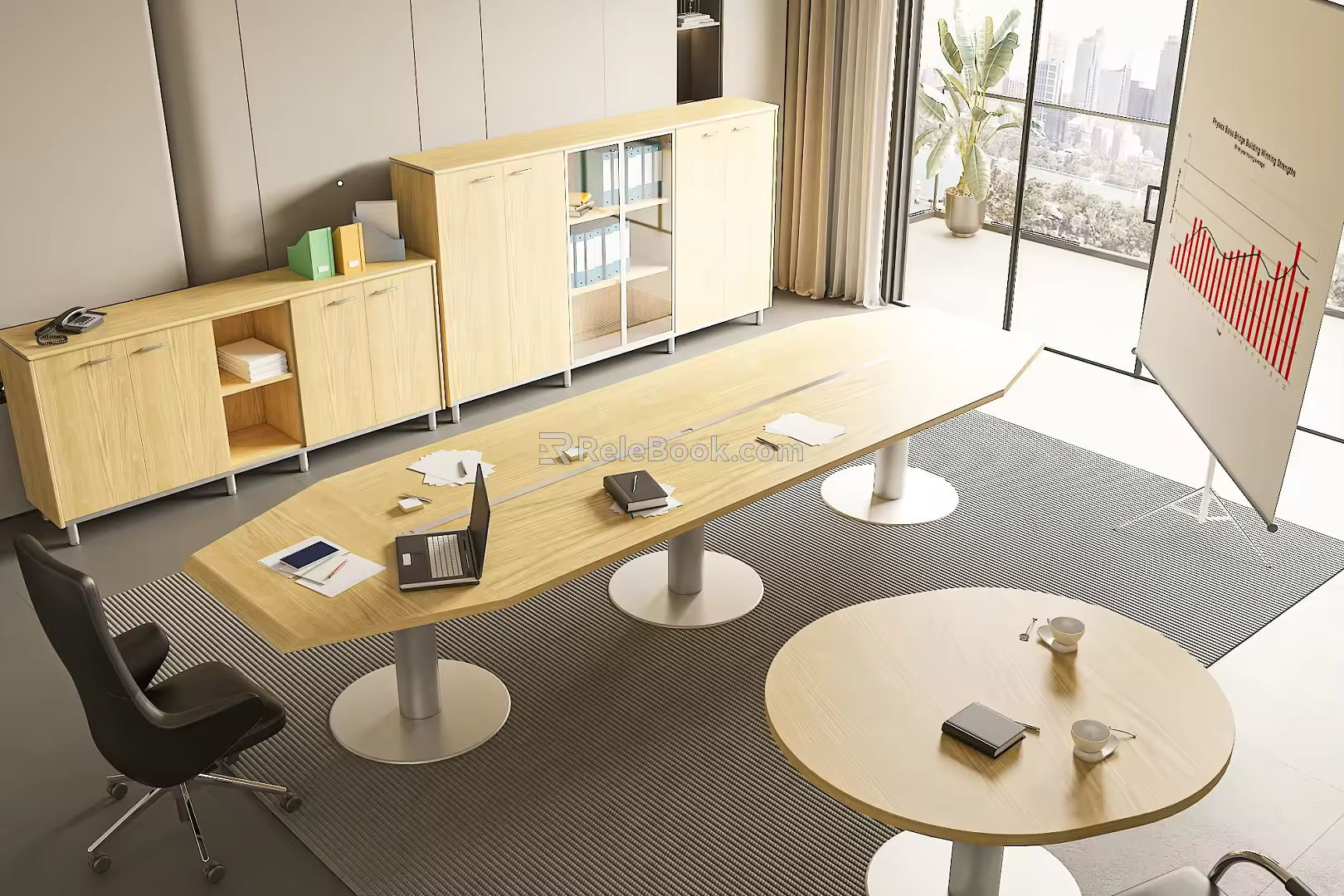 Modern meeting table and chair monomer 3d model