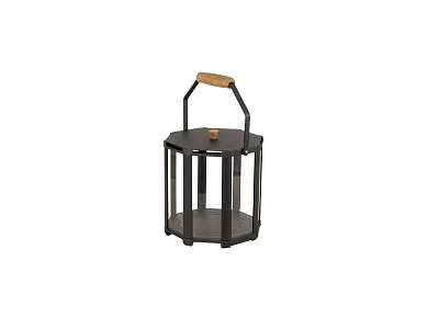 Modern Black Metal Floor Lamp With Wooden Handle And Minimalist Design 3d model