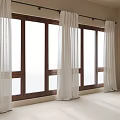 White Sheer Curtains Hanging On Black Rods In Modern Bright Room With Wooden Window Frames
