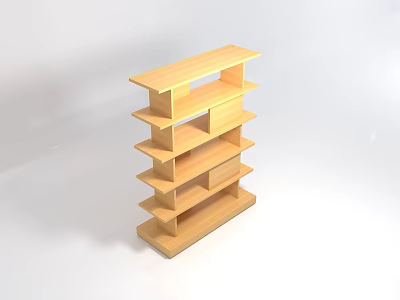 Modern Light Wood Bookcase With Multiple Open Shelves And Simple Design 3d model