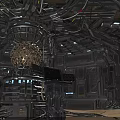 Futuristic Sci Fi Chamber With Metallic Structure Central Spherical Device Glowing Cables And Control Panels 3d model