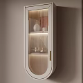 Modern Cream Style Wall Mounted Storage Cabinet With Fluted Glass And Warm Built In Lights