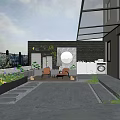 Roof Garden Design With Outdoor Seating Green Plants And Paved Landscape