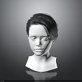 Dark Colored Wig On White Mannequin Head For Hairstyle Display And Styling