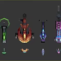Colorful Futuristic Weapons Collection With Neon Glowing Effects And Modern Sci Fi Design
