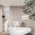 Modern Beauty Salon Interior Design With Reception Area And Comfortable Seating Front Desk