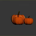 Three Orange Pumpkins on Green Grassy Surface as Fresh Food Display for Seasonal Use