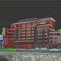 Traditional Modern Office Building Architecture With Glass Curtain Walls Gray Roof And Greenery