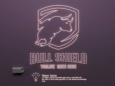 Neon Lamp Combination With Bull Shield Design And Tiger Line Series 3d model