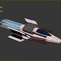 Futuristic White Spaceship With Blue Thrusters Gray Accents And Sleek Aerodynamic Design