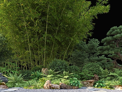 Modern Landscape New Chinese Landscape Modern Shrub Landscape Shrub Landscape Bamboo Landscape Green Plant 3d model