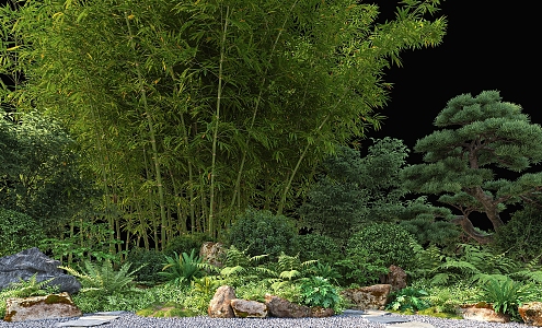 Modern Landscape New Chinese Landscape Modern Shrub Landscape Shrub Landscape Bamboo Landscape Green Plant 3d model